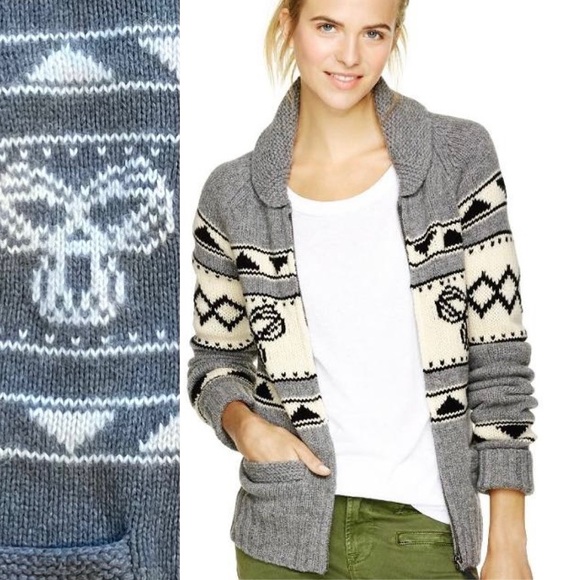 Aritzia TNA Sea To Sky Lambswool Zip Up Sweater